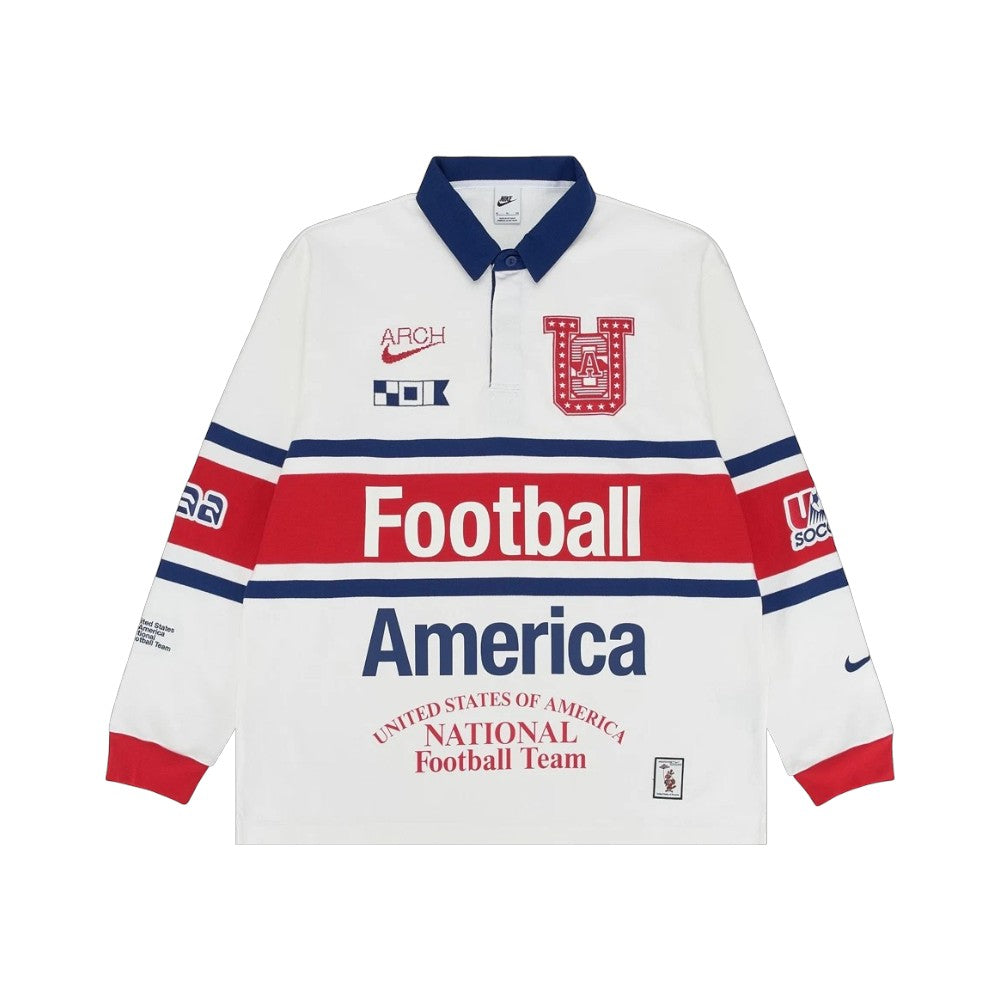 나이키 x 버질 아블로 아카이브 USA 롱슬리브 럭비 탑 화이트