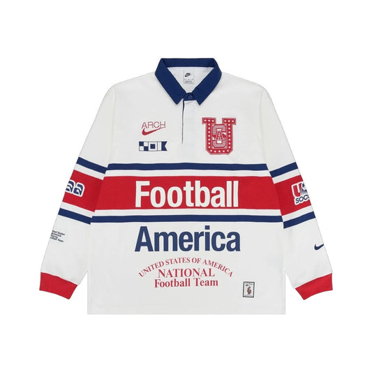나이키 x 버질 아블로 아카이브 USA 롱슬리브 럭비 탑 화이트